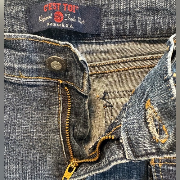 C’est Toi Women’s Denim Button Flap Pockets Capri Pants | Size 15/16 - Picture 6 of 7